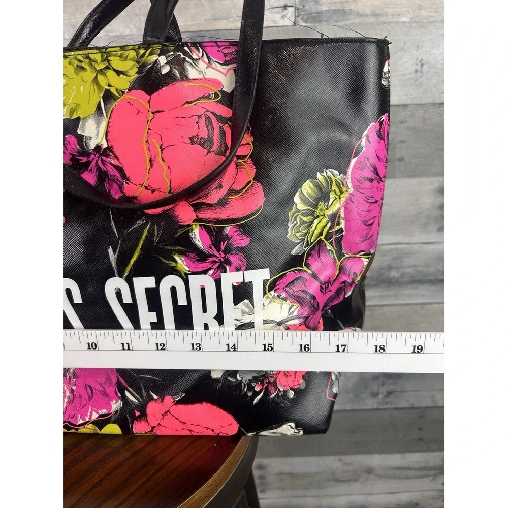 Victorias Secret Black Wild Flower Tote